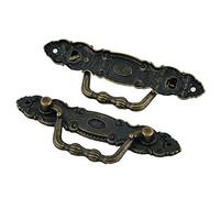 sourcing map Borde Floral Estilo Retro Joyería Caja De Madera Tirador Bronce Tono 2Pcs