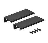sourcing map Borde Tirador Manija 80mm x 40mm Aluminio Aleación Gruesa Tipo Gabinete Tirador Negro 2 Piezas