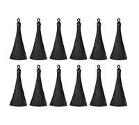 sourcing map Borlas para Marcapáginas - 12uds 3.66" Sedoso Suave Mini Borla con Lazos para Llavero Graduación Mano Hecho Bricolaje Artesanía Accesorio, Negro