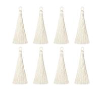 sourcing map Borlas para Marcapáginas - 8uds 3.66" Sedoso Suave Mini Borla con Lazos para Llavero Graduación Mano Hecho Bricolaje Artesanía Accesorio, Crema