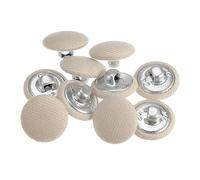 sourcing map Botón Cubierto de Tela de 24L 10uds, Botones de Costura de 15mm con Vástago Metálico Redondo para Trajes Vestido Blusas, Beige