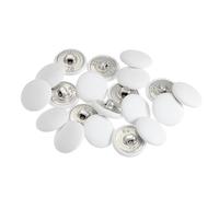 sourcing map Botón Cubierto de Tela de 28L 20uds, Botones de Costura de 18mm con Vástago Metálico Redondo para Trajes Vestido Blusas, Blanco