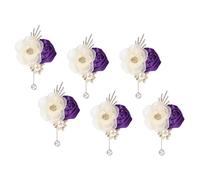 sourcing map Boutonnieres de rosa para hombre, flor de solapa con perla artificial de seda para novio de boda, One Size, Acrílico, Sin piedra preciosa