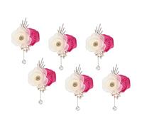 sourcing map Boutonnieres de rosa para hombre, flor de solapa con perla artificial de seda para novio de boda, One Size, Cinta, Sin piedra preciosa