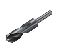 sourcing map Broca de 25 mm de 1/2 pulgada reducida de 3 vástagos planos M2 de acero de alta velocidad nitruración negro 135° para metal duro acero inoxidable, 1 unidad