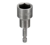 sourcing map Broca de destornillador de tuerca de 16 mm, vástago hexagonal de 1/4 pulgadas, 65 mm, llaves magnéticas de 6 puntos, ajuste de pernos de acero Cr-V de cambio rápido para taladros