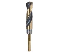 sourcing map Broca helicoidal de 18,5 mm de diámetro de acero de alta velocidad 4341, brocas métricas de 15 cm de longitud total con revestimiento de óxido negro y dorado para perforar metales duros,