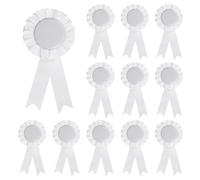 sourcing map Broche de cinta de premio en blanco, 12 piezas de broche de insignia de fiesta para mujeres y hombres, colorido ramillete de tela de satén para cumpleaños, decoración de fiesta, color