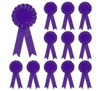 sourcing map Broche de cinta de premio en blanco, 12 piezas de broche de insignia de fiesta para mujeres y hombres, tela de satén colorida, cinta de premio de cumpleaños, decoración de hojalata, color