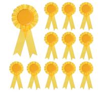 sourcing map Broche de cinta de premio en blanco, 12 piezas de broche de insignia de fiesta para mujeres y hombres, tela de satén colorida, cinta de premio de cumpleaños, decoración de hojalata