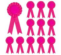 sourcing map Broche de cinta de premio en blanco, 12 piezas de broche de insignia de fiesta para mujeres y hombres, tela de satén colorida, cinta de premio de cumpleaños, decoración de hojalata, color