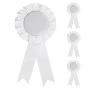 sourcing map Broche de cinta de premio en blanco, 4 piezas de broche de insignia de fiesta para mujeres y hombres, tela de satén colorida, cinta de premio de cumpleaños, decoración de hojalata, color