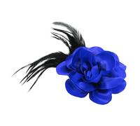 sourcing map Broche de flores de rosa, hecho a mano, tela de satén, broche de plumas, broche de flores, elegante clip floral para el pelo para mujer, boda, fiesta, baile, banquete, 4.3 Inch, Seda