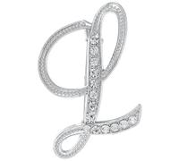 sourcing map Broche de letra A-Z, 26 letras de metal con inicial de diamantes de imitación, pin de cristal del alfabeto para mujeres y hombres, decoración de abrigo (letra L, plateado)