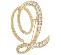 sourcing map Broche de letra A-Z, 26 letras de metal con inicial de diamantes de imitación, pin de cristal del alfabeto para mujeres y hombres, decoración de abrigo (letra Q, dorado)