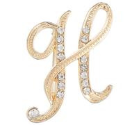 sourcing map Broche de letra A-Z, 26 letras de metal con inicial de diamantes de imitación, pin de cristal del alfabeto para mujeres y hombres, decoración de abrigo (letra H, dorado)