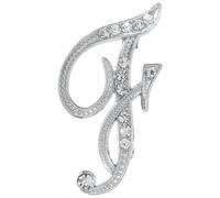 sourcing map Broche de letra A-Z, 26 letras de metal con inicial de diamantes de imitación, pin de cristal del alfabeto para mujeres y hombres, decoración de abrigo (letra F, plateado)