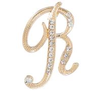 sourcing map Broche de letra A-Z, 26 letras de metal con inicial de diamantes de imitación, pin de cristal del alfabeto para mujeres y hombres, decoración de abrigo (letra R, dorado)
