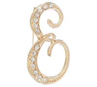 sourcing map Broche de letra A-Z, 26 letras de metal con inicial de diamantes de imitación, pin de cristal del alfabeto para mujeres y hombres, decoración de abrigo (letra E, dorado)