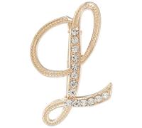 sourcing map Broche de letra A-Z, 26 letras de metal con inicial de diamantes de imitación, pin de cristal del alfabeto para mujeres y hombres, decoración de abrigo (letra L, dorado)