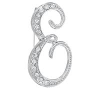 sourcing map Broche de letra A-Z, 26 letras de metal con inicial de diamantes de imitación, pin de cristal del alfabeto para mujeres y hombres, decoración de abrigo (letra E, plateado)
