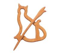 sourcing map Broche de madera con forma de gato, pin de chal vintage para suéter, bonito broche de madera para mujeres, niñas, bufanda, insignia, decoración