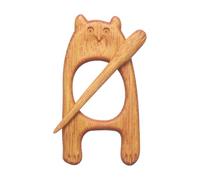 sourcing map Broche de madera con forma de oso, pin de chal vintage para suéter, bonito broche de madera para mujeres, niñas, bufanda, insignia, decoración