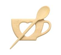 sourcing map Broche de madera, con forma de taza de té, pin vintage para suéter, bonito broche de madera para mujeres, niñas, bufanda, insignia, decoración