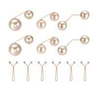 sourcing map Broche de perlas artificiales, broches de seguridad para suéter, chal, para mujer, ajuste de cintura antiexposición para bufanda, camiseta, pantalones, dorado, champán, 12 piezas, 2