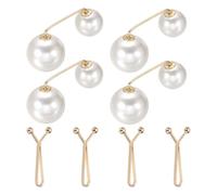 sourcing map Broche de perlas artificiales, broches de seguridad para suéter, chal, para mujer, ajuste de cintura antiexposición para bufanda, camiseta, pantalones, dorado, beige, 8 piezas, 2 estilos