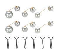 sourcing map Broche de perlas artificiales, broches de seguridad para suéter, chal, para mujer, ajuste de cintura antiexposición para bufanda, camiseta, pantalones, negro y gris, 12 piezas, 2 estilos