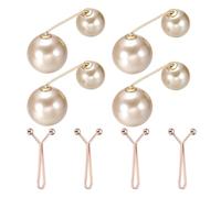 sourcing map Broche de perlas artificiales, broches de seguridad para suéter y chal para mujer, ajuste de cintura antiexposición para bufanda, camiseta, pantalones, dorado, champán, 8 piezas, 2