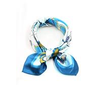 sourcing map Bufanda Casual Para Mujeres Con Forma Cuadrada Con Traste De Color Impreso Flor Blanca Azul 1 pcs