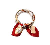 sourcing map Bufanda Casual Para Mujeres Con Forma Cuadrada Con Traste De Color Impreso Florales De Paisley Rojo Beige 1 pcs