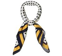 sourcing map Bufanda cuadrada de lunares de 70 cm, bufandas para el cuello, pañuelo, pañuelo para el cuello, diadema para mujer azul marino amarillo 70 * 70cm/ 27.56 * 27.56 inches(L*W)