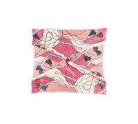 sourcing map Bufanda Cuadrada De Seda Del Satén 100% De La Impresión Floral De Moda De Las Mujeres franja rosa 21 5/8 x 21 5/8 inches