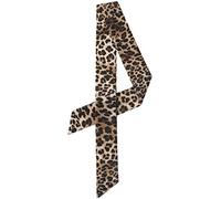 sourcing map Bufanda Flaca Estampado De Leopardo De Moda Banda Para El Cabello Pretina Accesorio De Asa De Bolsa Pañuelo Largo Y Delgado Para Mujer Café 88x5cm / 35x2 pulgadas (LxW)