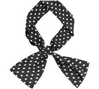 sourcing map Bufanda Flaca Retro Lunares De Cuello Envoltura Largo Pañuelo Liga Para El Cabello Para Mujer Negro 145 x 15 cm / 57.09 x 5.91 pulgadas (L * W)