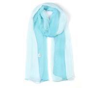 sourcing map Bufanda larga de gasa ligera para boda, chal de fiesta de Color sedoso, abrigo de playa para primavera y verano para mujer Azul claro 63"x19.6"