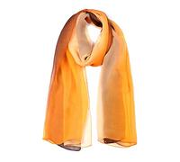 sourcing map Bufanda larga de gasa ligera para boda, chal de fiesta de Color sedoso, abrigo de playa para primavera y verano para mujer café naranja 63"x19.6"