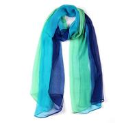 sourcing map Bufanda larga de gasa ligera para boda, chal de fiesta de Color sedoso, abrigo de playa para primavera y verano para mujer Azul verde 63"x19.6"