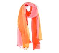 sourcing map Bufanda larga de gasa ligera para boda, chal de fiesta de Color sedoso, abrigo de playa para primavera y verano para mujer Naranja roja rosa 63"x19.6"