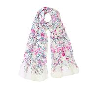 sourcing map Bufandas Florales Para Mujeres Bufandas Larga Playa Chiffon De Seda Bufanda Blanco-2 63"x20"