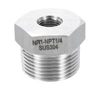sourcing map Buje reductor de acero inoxidable 304 de 1 pulgada NPT macho x 1/4 pulgadas NPT hembra, bujes hexagonales reductores, adaptador de tubo fundido para tubo de aire, agua, aceite, gas