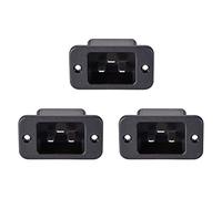 sourcing map C20 Adaptador de enchufe de montaje en panel AC 250V 16A Enchufe de entrada IEC de 3 Clavijas Rectas 3pcs