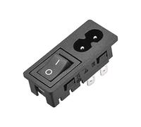 sourcing map C8-8 Panel Montaje Enchufe Adaptador AC 250V 2.5A 2 Pasadores 1.5mm Hebilla IEC Entrada Módulo Enchufe Alimentación Conector Zócalo Recto con 4P ON-OFF Interruptor