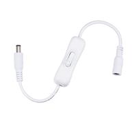 sourcing map Cable CC de 5,5 mm x 2,1 mm, 1 hembra a 1 macho con interruptor para cámara, luz LED, color blanco, 2 unidades