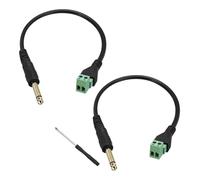sourcing map Cable de bloque de terminales de tornillo chapado en oro de 6,35 mm, conector macho de audio mono a AV de 2 pines, cable adaptador de terminal de video Balun de 2 pines, paquete de 2 (30