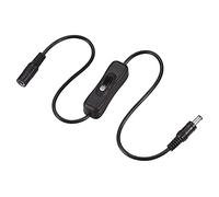 sourcing map Cable de CC con interruptor de encendido/apagado, 5,5 mm x 2,5 mm DC macho a hembra cable de extensión de 50 cm negro, para lámpara de escritorio LED, paquete de 2