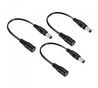 sourcing map Cable de Extensión de DC, Hembra de 3,5x1,35mm a Macho de 5,5x2,5mm, Cable de Extensión de Alimentación Cable de Enchufe para Tira LED Cámara CCTV, Negro 3uds